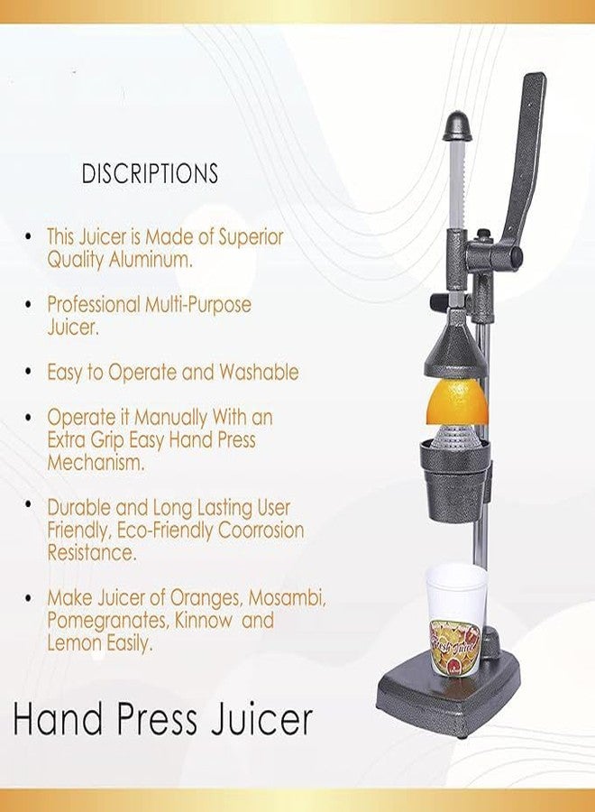 BRIGHTBERG Aluminium Manual Hand Press Juicer For Orange Pineapple Seasnol Pomegranate Watermelon Easy To Clean and Use Frish Fruite Juice BBHPJ-21 - Image 4